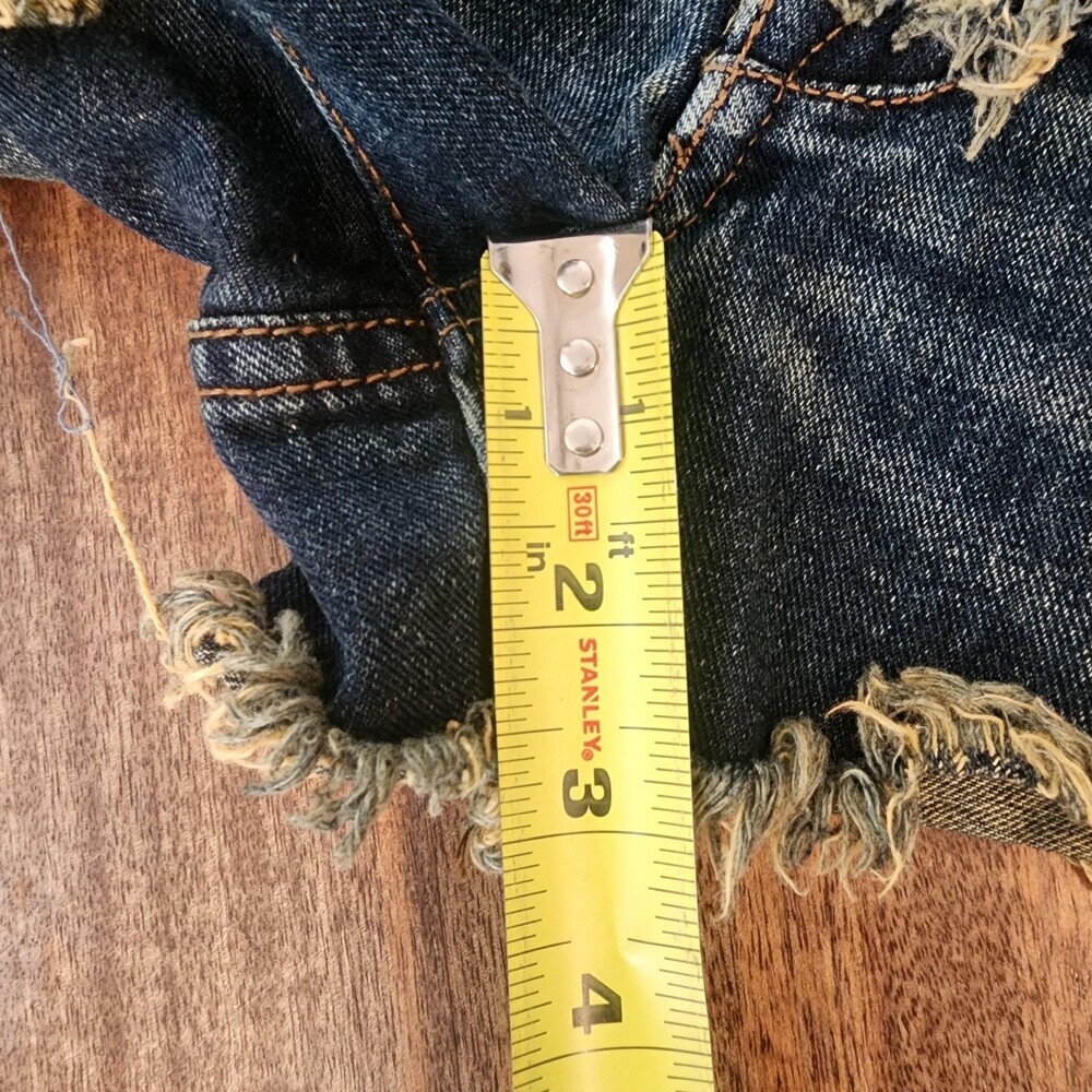 Free People Shorts Womens 27 Blue Denim Button Fly Cutoff Frayed Hem Distressed - Picture 11 of 12